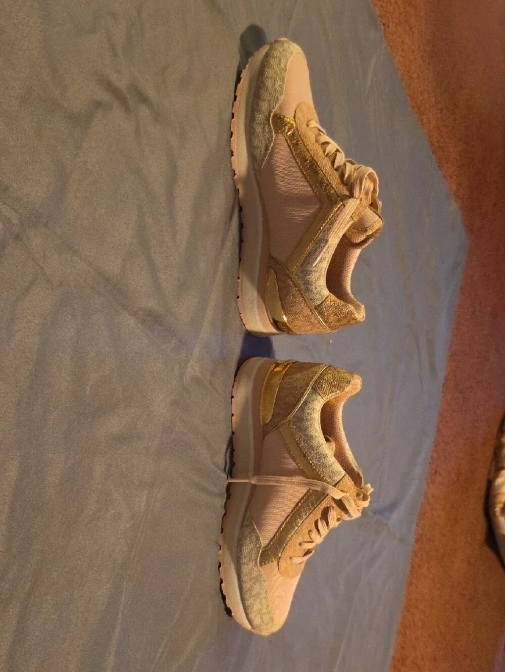 Michael Kors Pink and Gold Logo Accent Sneakers